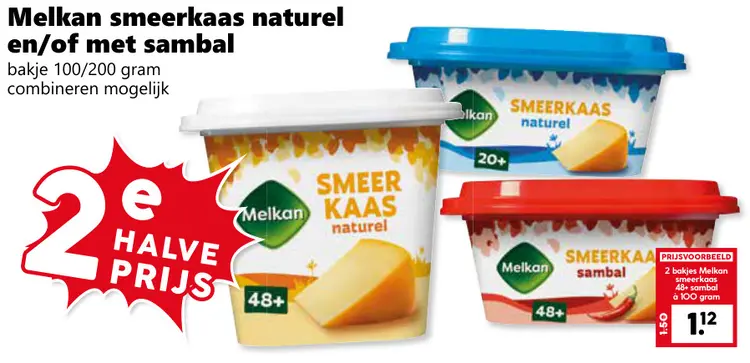 Aanbieding: Smeerkaas naturel en/of met sambal