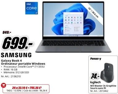 Offre: Galaxy Book 4 Ordinateur portable Windows
