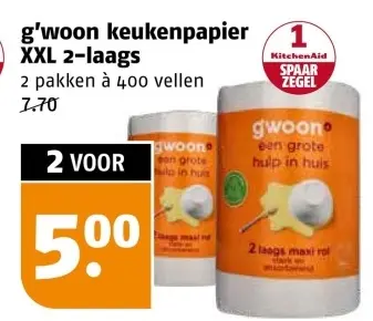 Aanbieding: g'woon keukenpapier XXL 2-laags