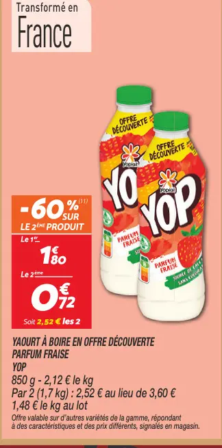 Offre: Yaourt à boire en offre découverte parfum fra