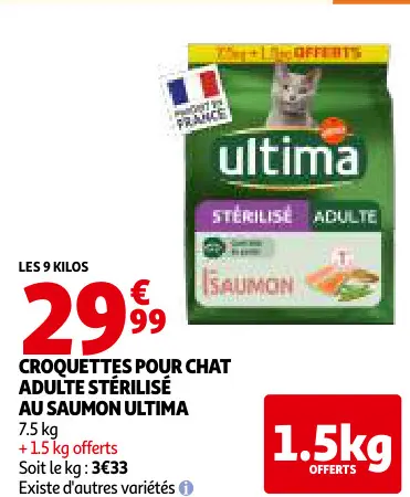 Offre: Croquettes pour chat adulte stérilisé au saumon