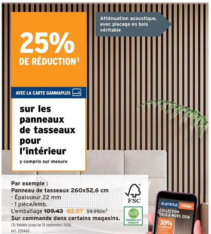 Offre: Panneau de tasseaux