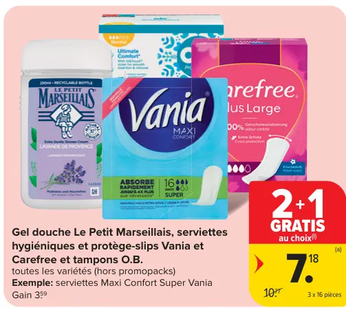Offre: Gel douche Le Petit Marseillais, serviettes