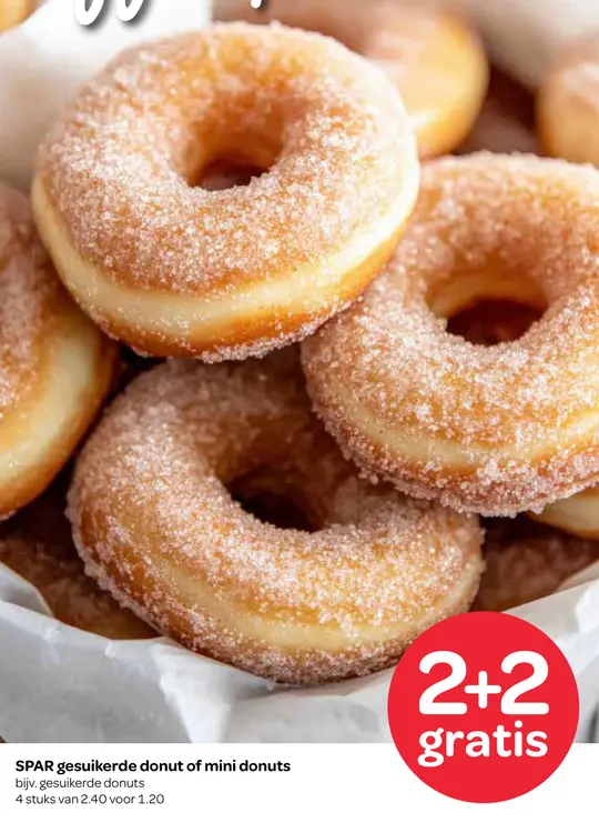 Aanbieding: gesuikerde donut of mini donuts