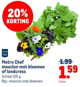 Aanbieding: Metro Chef mesclun met bloemen of landcress