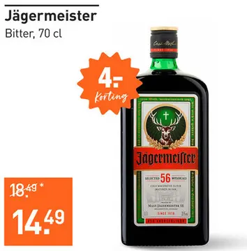 Aanbieding: Jägermeister 70CL Jenever, Bitter & Vieux