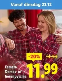 Aanbieding: Dames- of herenpyjama
