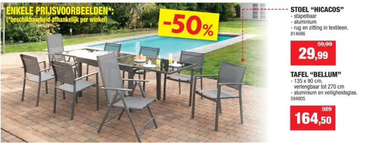 Promotie: Stoel "hicacos" + Tafel "Bellum"