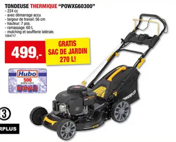 Offre: Powerplus POWXG60300 tondeuse thermique autotractée 224cc 56cm