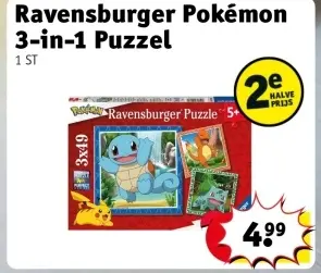 Aanbieding: Ravensburger Pokémon 3-in-1 Puzzel