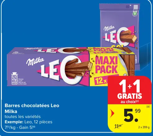 Offre: Barres chocolatées Leo