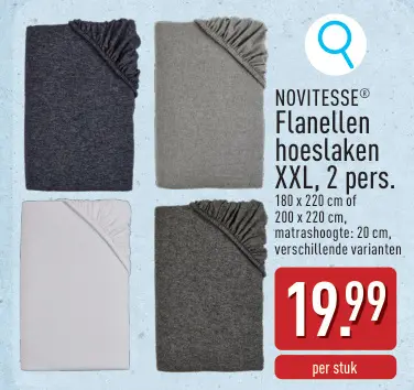 Promotie: Flanellen hoeslaken XXL, 2 pers.
