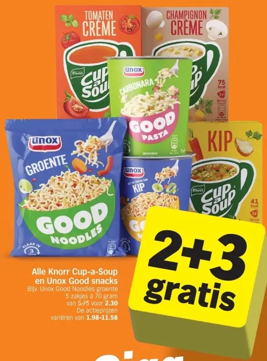 Aanbieding: Knorr Cup-a-Soup en Unox Good snacks