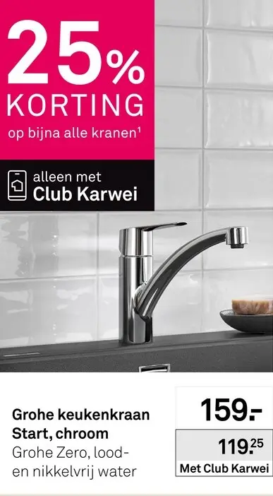 Aanbieding: Grohe keukenkraan Start, chroom