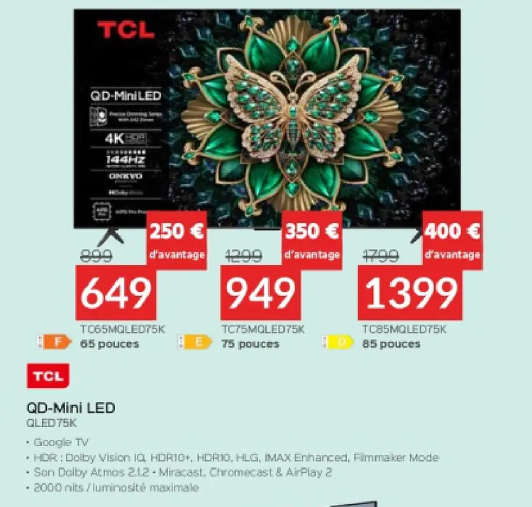 Offre: TCL QD-Mini LED QLED75K