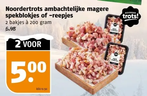 Aanbieding: ambachtelijke magere spekblokjes of -reepjes