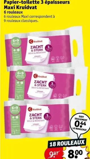 Offre: Papier-toilette 3 épaisseurs Maxi