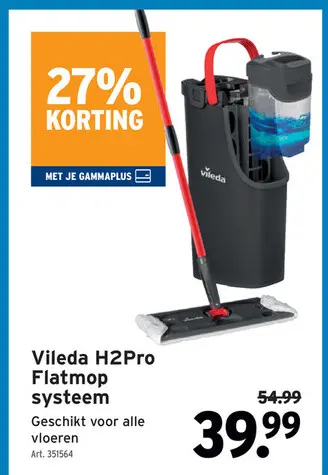 Promotie: H2Pro Flatmop systeem