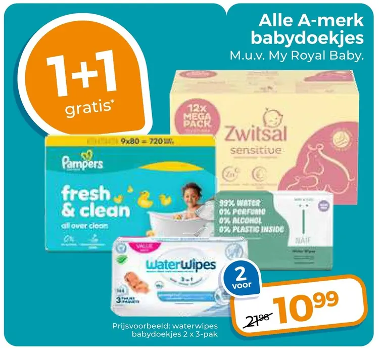 Aanbieding: Alle A-merk babydoekjes