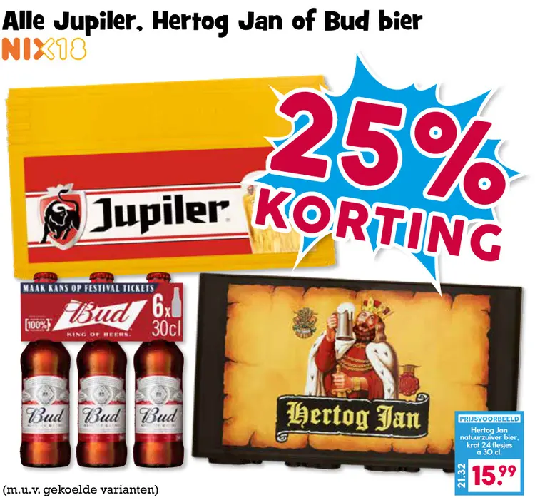 Aanbieding: Jupiler, Hertog Jan of Bud bier
