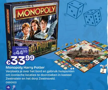 Aanbieding: Monopoly Harry Potter - Een magisch avontuur op Zweinstein!