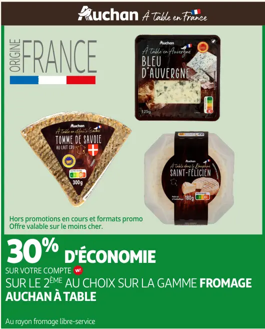 Offre: Fromage Auchan à table