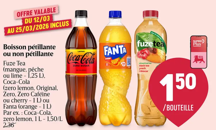 Offre: Boisson pétillante ou non pétillante