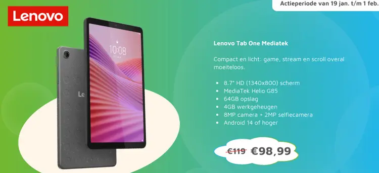 Aanbieding: Lenovo Tab One Mediatek