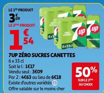 Promotie: 7UP zéro sucres canettes