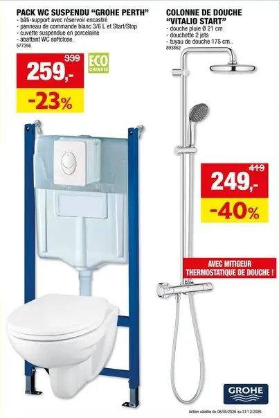 Offre: GROHE Vitalio Start System colonne de douche pluie