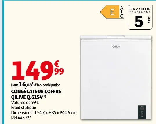 Promotie: Congélateur coffre Qilive q.6154