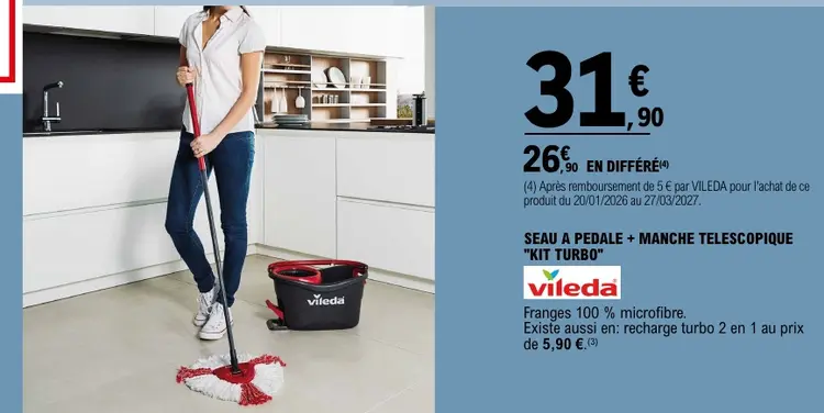 Promotie: Seau a pedale + manche telescopique "kit turb