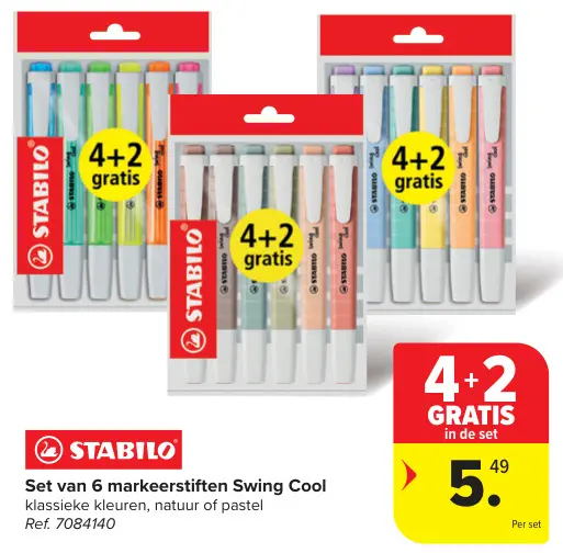 Promotie: Set van 6 markeerstiften Swing Cool