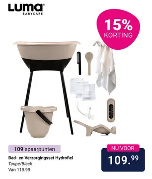 Aanbieding: Bad & Verzorgingsset Luma Hydrofiel Taupe/Black