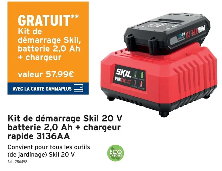 Offre: Kit de démarrage 20 V batterie 2,0 Ah + chargeur rapide 3136AA