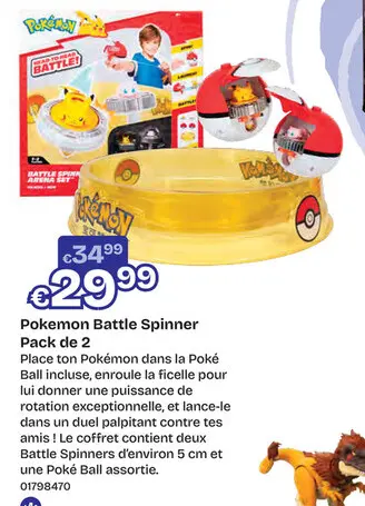 Offre: Pokémon/Pokemon BATTLE SPINNER - 2 PACK WITH STADIUM PIKACHU #1, MEW, POKÉ BALL, & POKÉ BALL