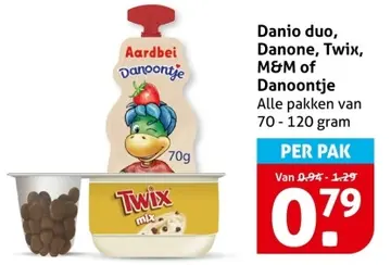 Aanbieding: Danio duo, Danone, Twix, M&M of Danoontje