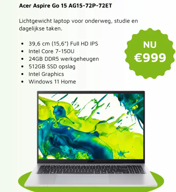 Aanbieding: Acer Aspire Go 15 AG15-72P-72ET