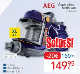 Offre: AEG Aspirateur sans sac LX7-2-DB