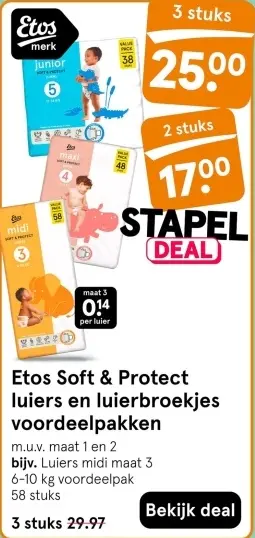 Aanbieding: Etos Soft & Protect luiers en luierbroekjes voordeelpakken