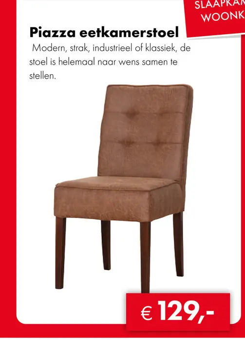 Aanbieding: Piazza eetkamerstoel cognac