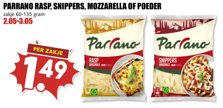 Aanbieding: Rasp, snippers, mozzarella of poeder