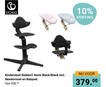 Aanbieding: Kinderstoel Stokke® Nomi Black/Black incl. Newbornset en Babyset