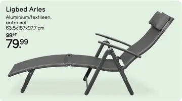 Aanbieding: Ligbed Arles - antraciet - 63,5x187x97,7 cm