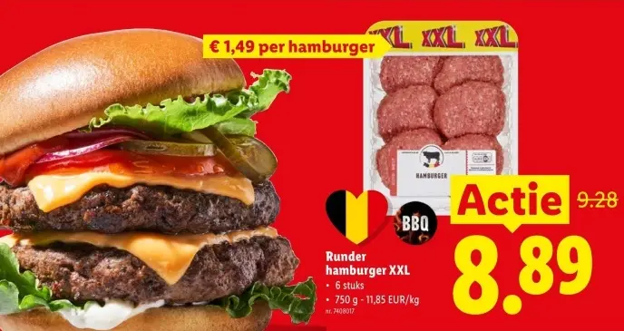 Promotie: Runder hamburger XXL