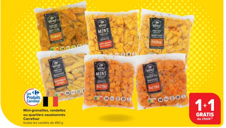 Offre: Mini-grenailles, rondelles ou quartiers assaisonnés