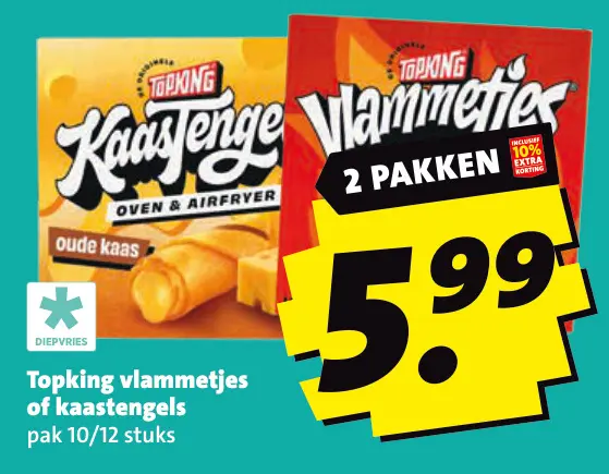 Aanbieding: Topking vlammetjes of kaastengels