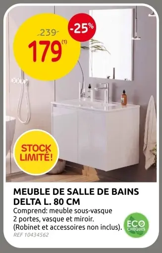 Offre: Meuble de salle de bains delta l. 80 cm