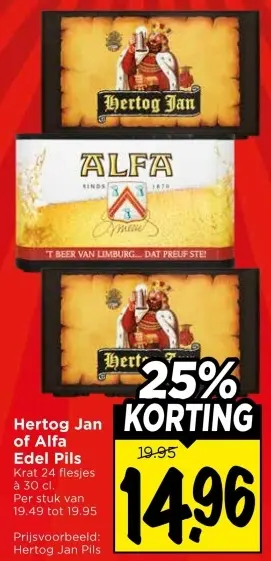 Aanbieding: Hertog Jan of Alfa Edel Pils