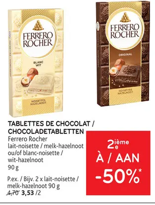 Offre: Tablettes de chocolat / chocoladetabletten